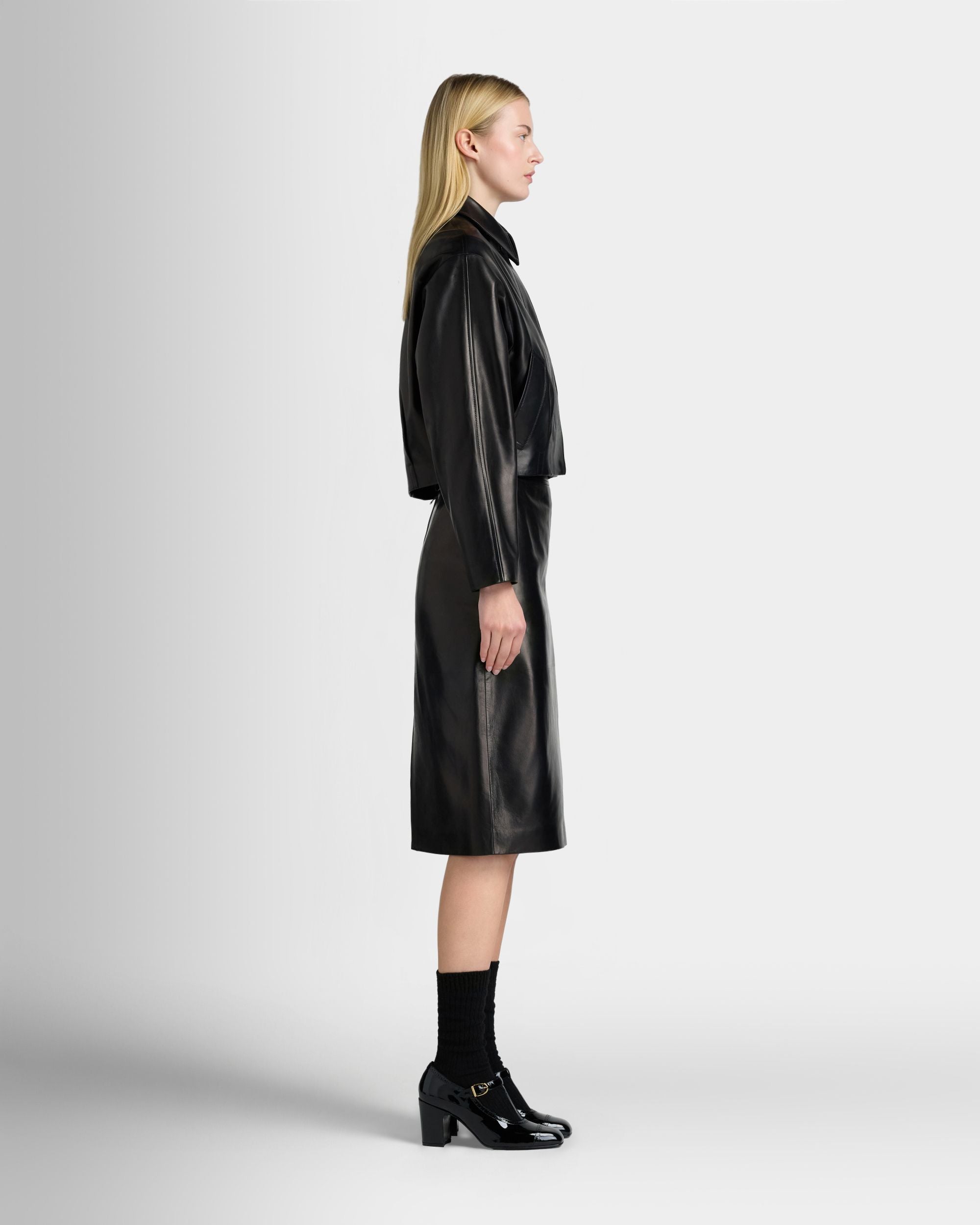 Bally Global - Midi Skirt in Black Leather - Black