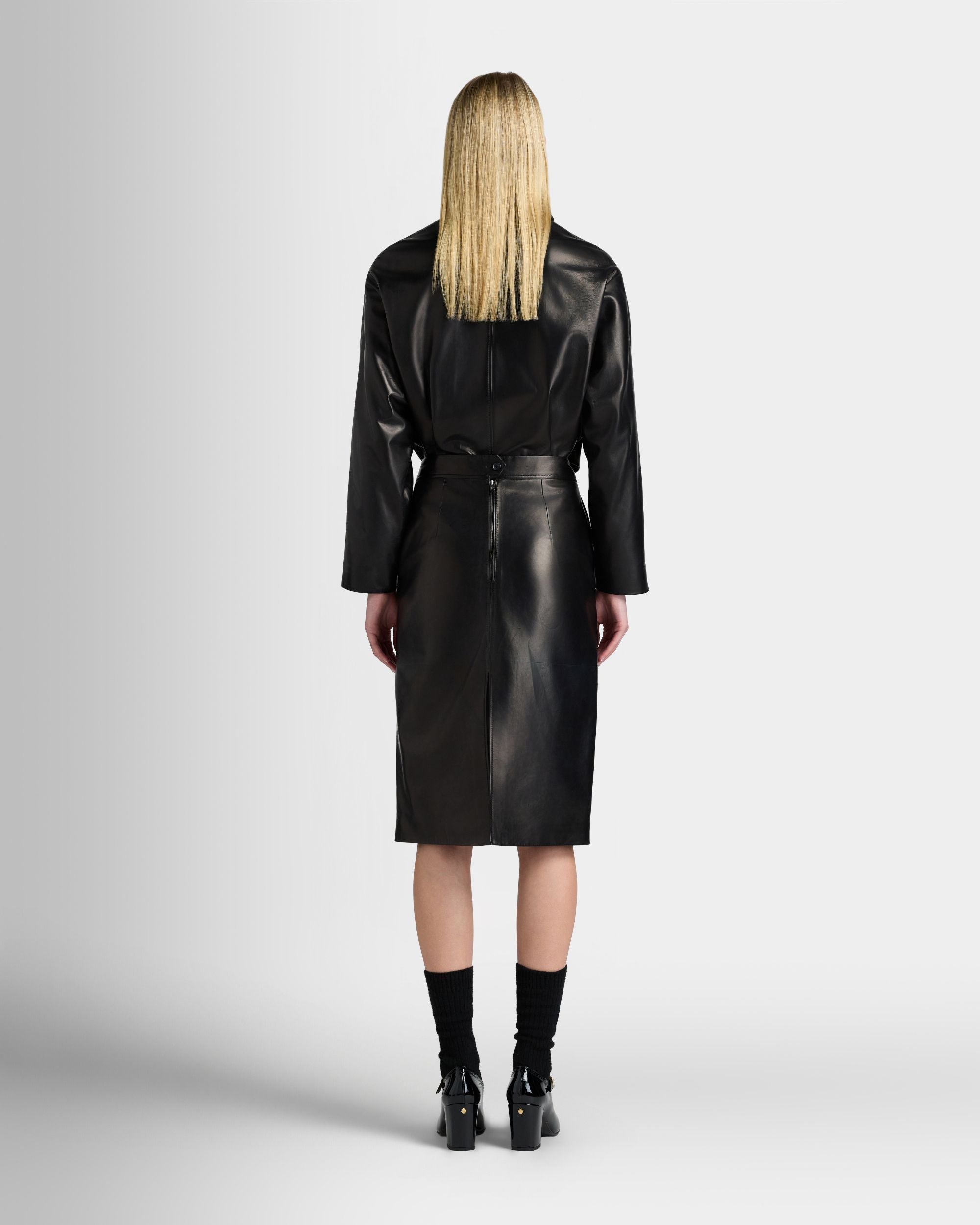 Bally Global - Midi Skirt in Black Leather - Black