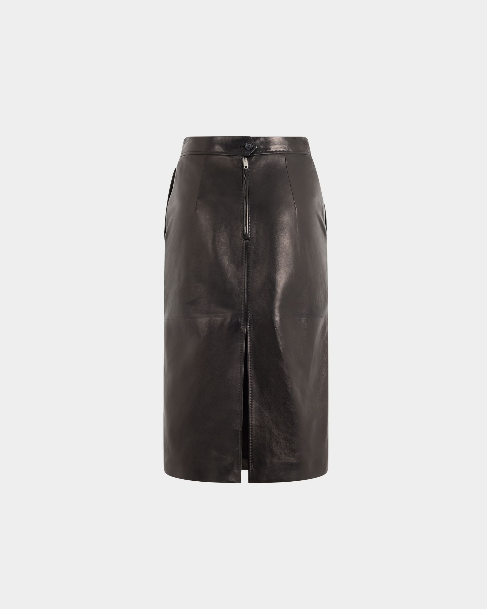 Bally Global - Midi Skirt in Black Leather - Black
