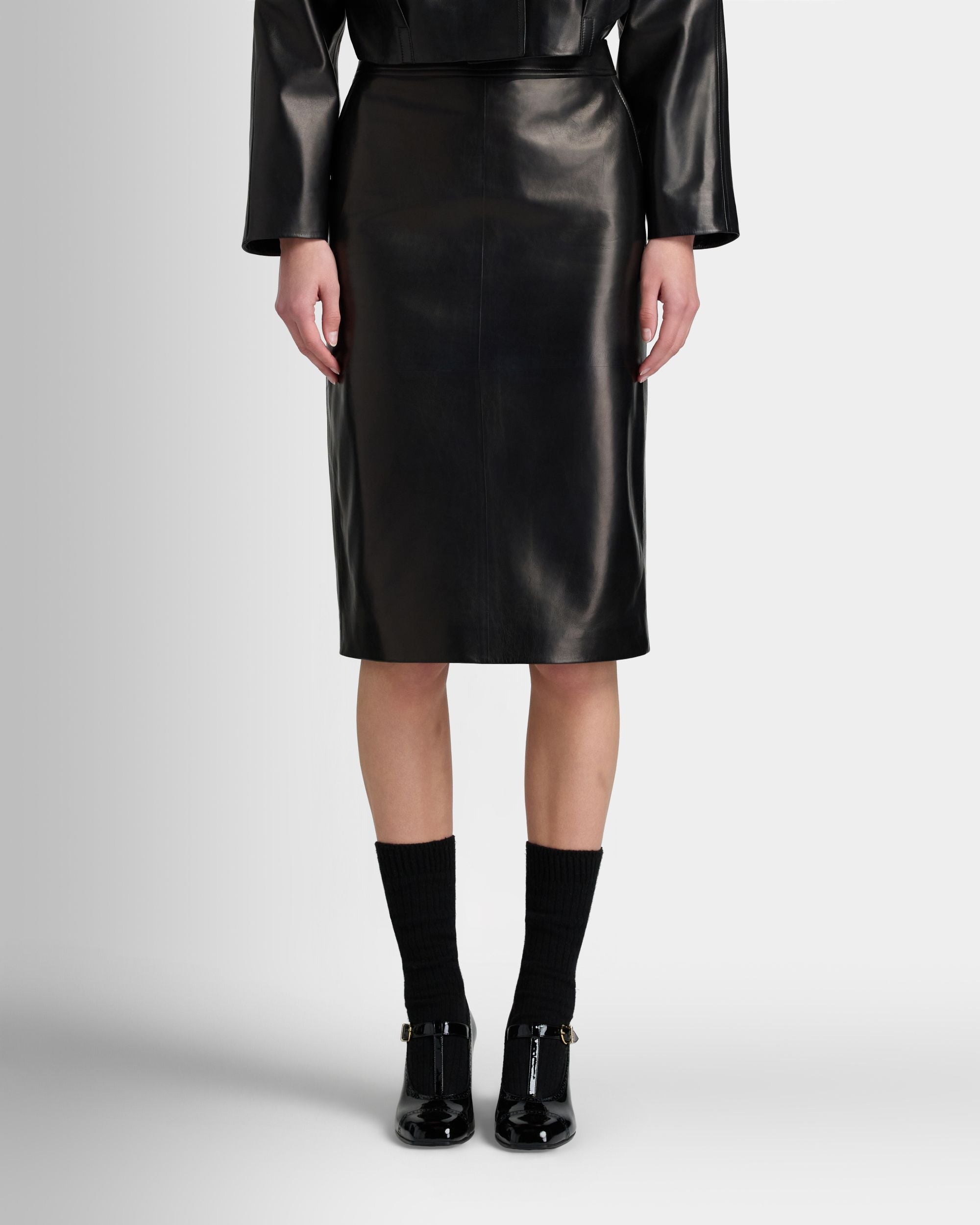 Bally Global - Midi Skirt in Black Leather - Black