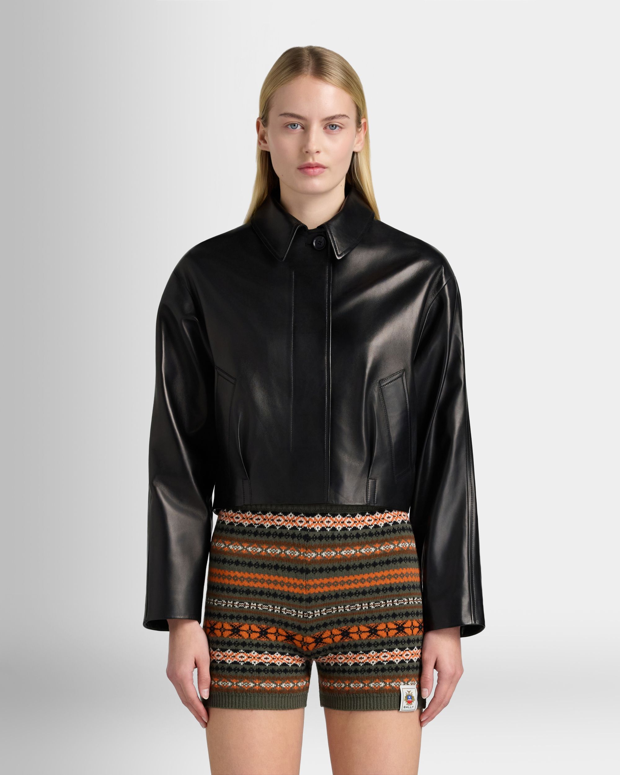 Bally Global - Cropped Jacket in Black Leather - Black