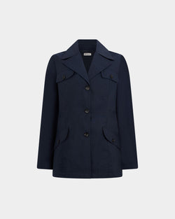 Belted Jacket in Navy Blue Nylon