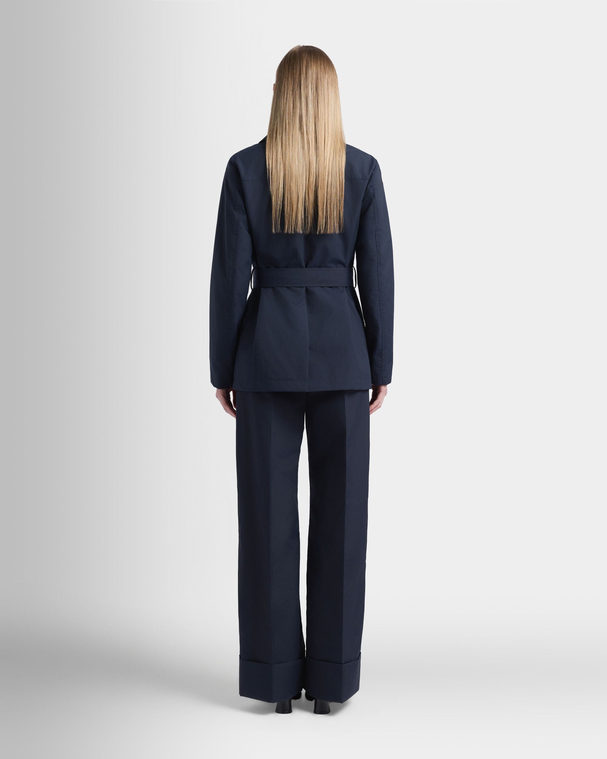 Bally Global - Belted Jacket in Navy Blue Nylon - Blue