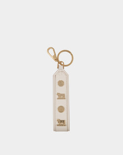 Swissness Keychain With Studs In White Leather