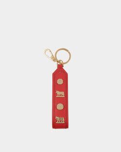 Swissness Keychain With Studs In Candy Red Leather