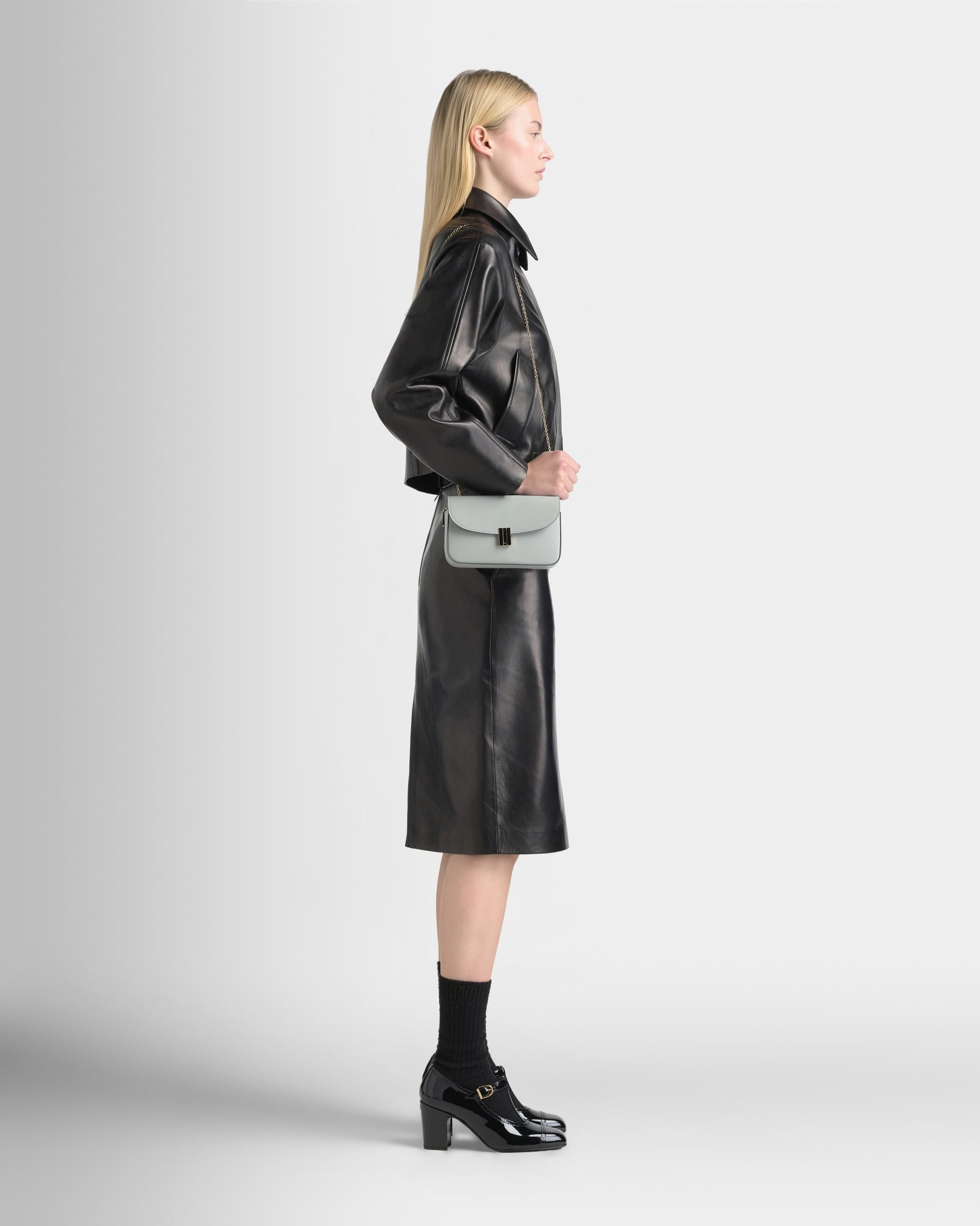 Bally Global - Cartera para el móvil Ollam de piel gris glaciar - Gris