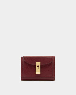 Lock Me Wallet in Ruby Red Grained Leather