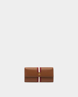 Hera Long Wallet in Brown Grained Leather With a Bally Ribbon