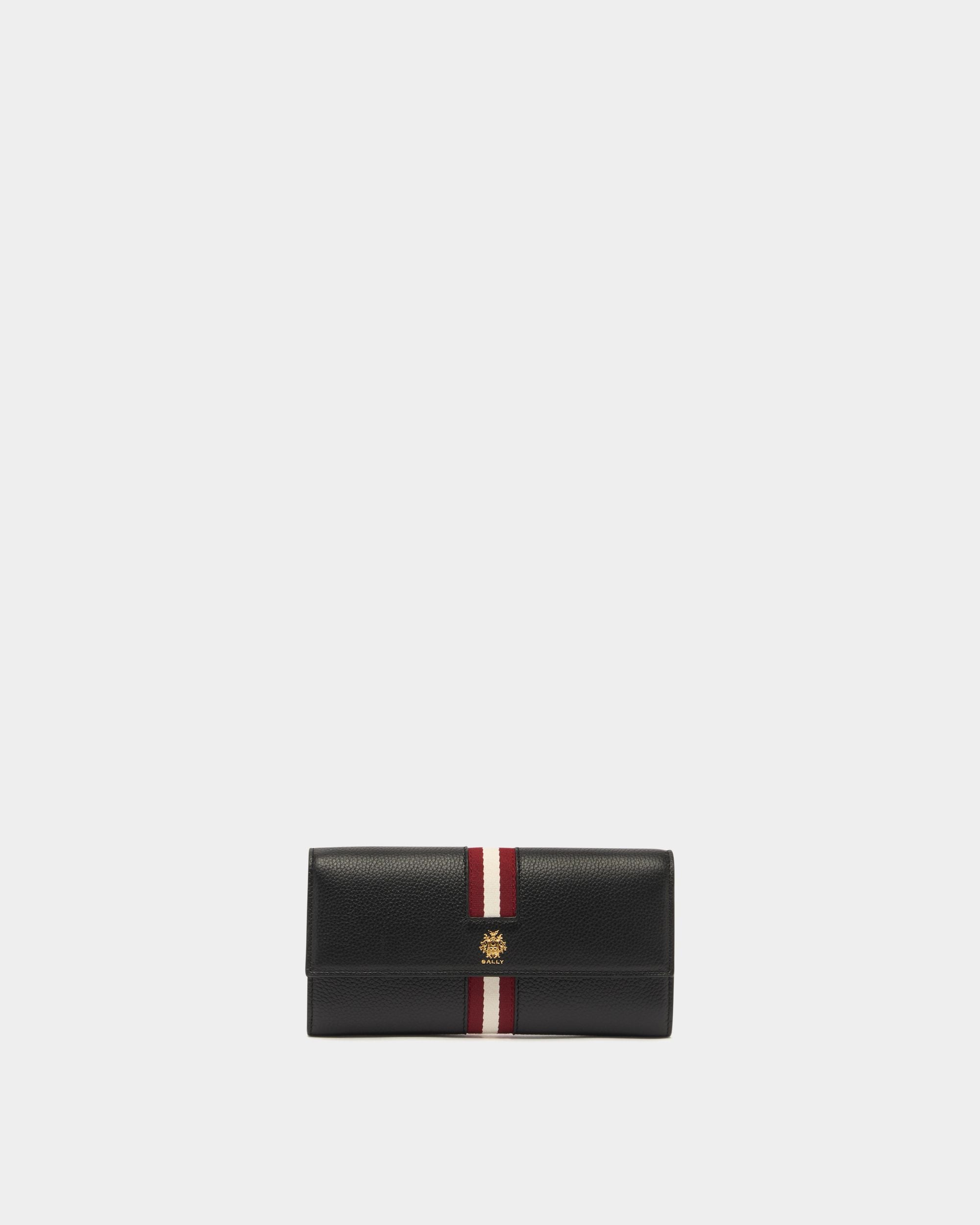 Bally Global - Hera Long Wallet in Black Grained Leather With a Bally Ribbon - Black