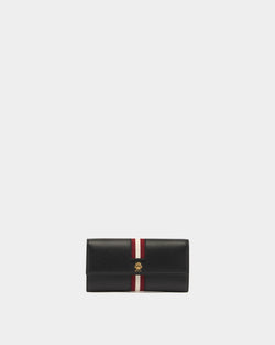 Hera Long Wallet in Black Grained Leather With a Bally Ribbon