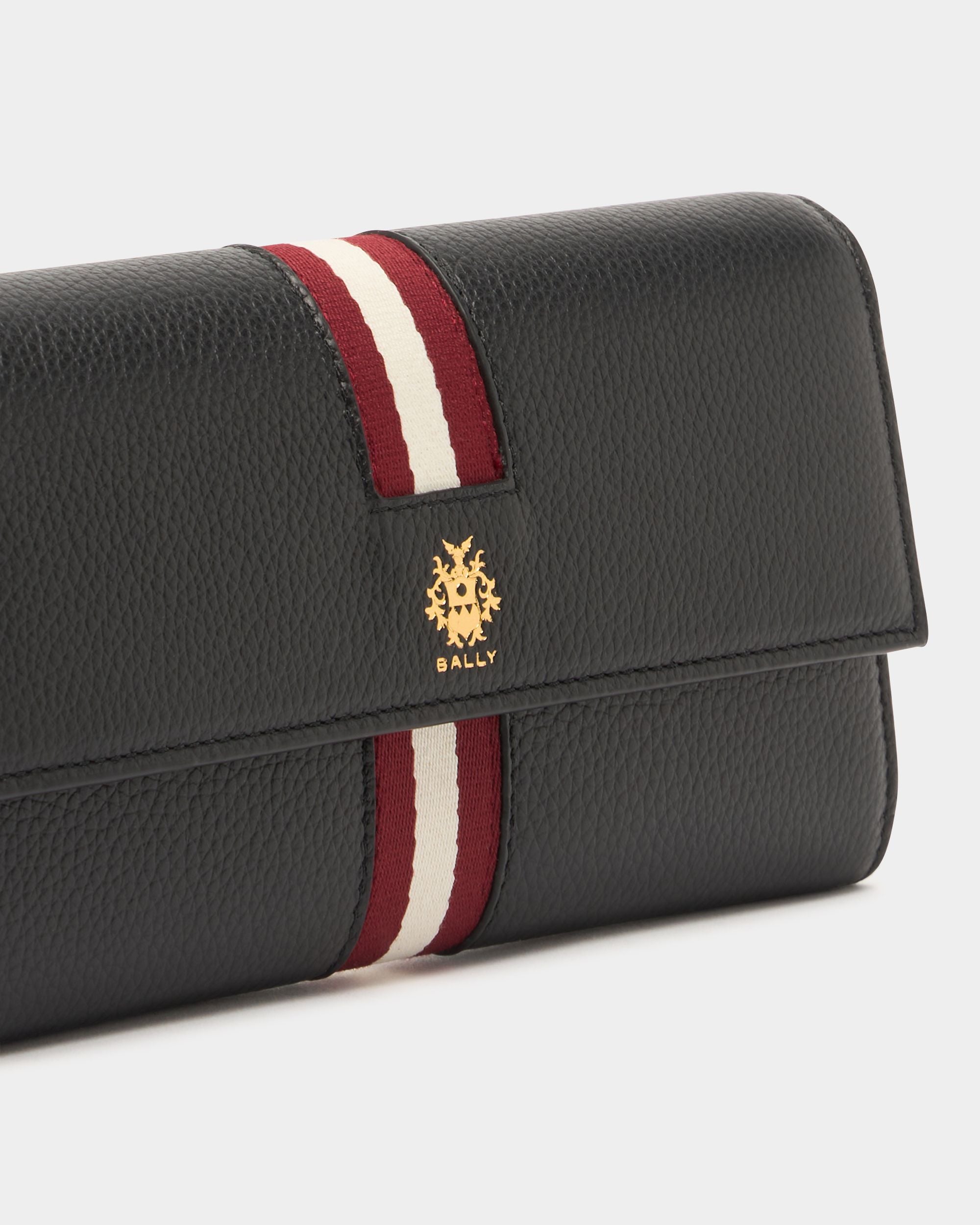 Bally Global - Hera Long Wallet in Black Grained Leather With a Bally Ribbon - Black