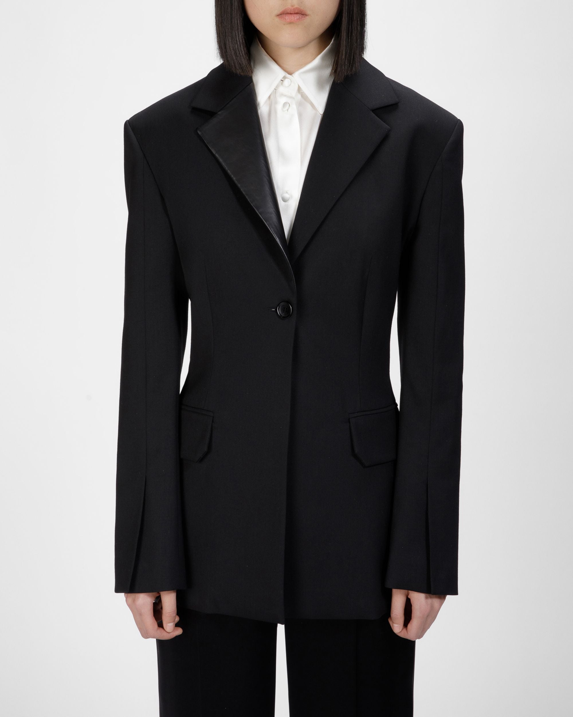 Bally Global - Blazer Con Solapa De Piel - Negro