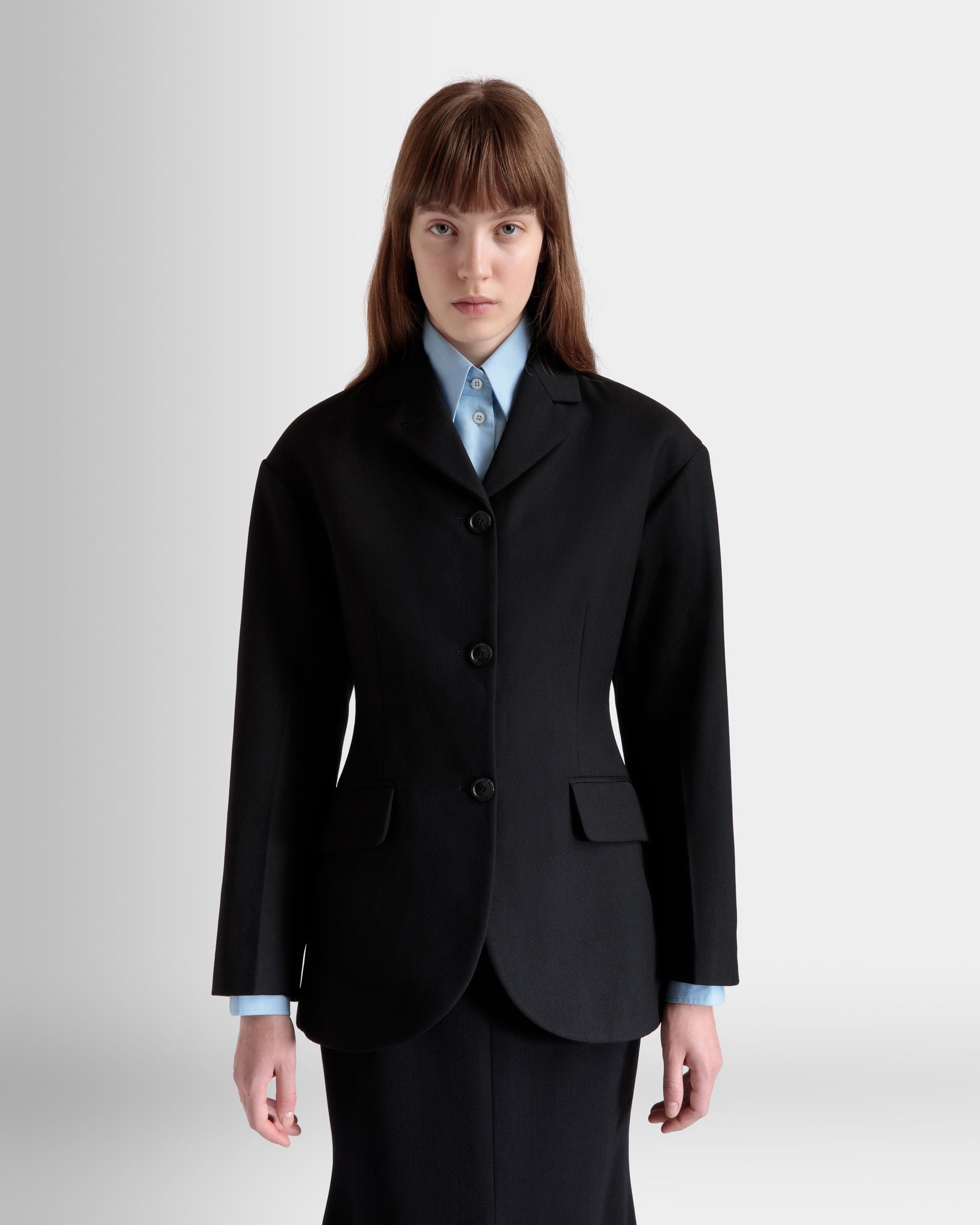 Bally Global - Blazer De Lana Negra - Negro