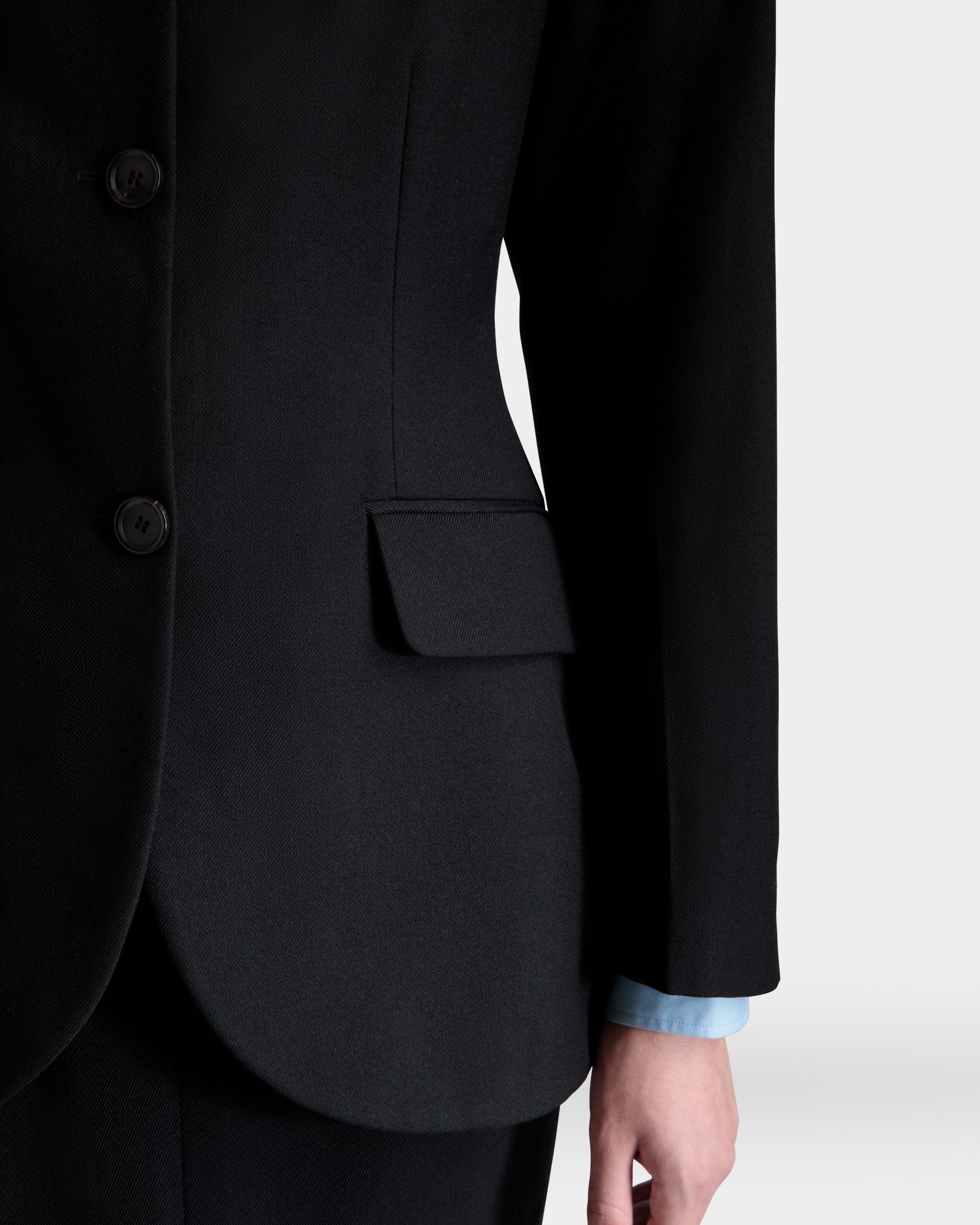 Bally Global - Blazer De Lana Negra - Negro