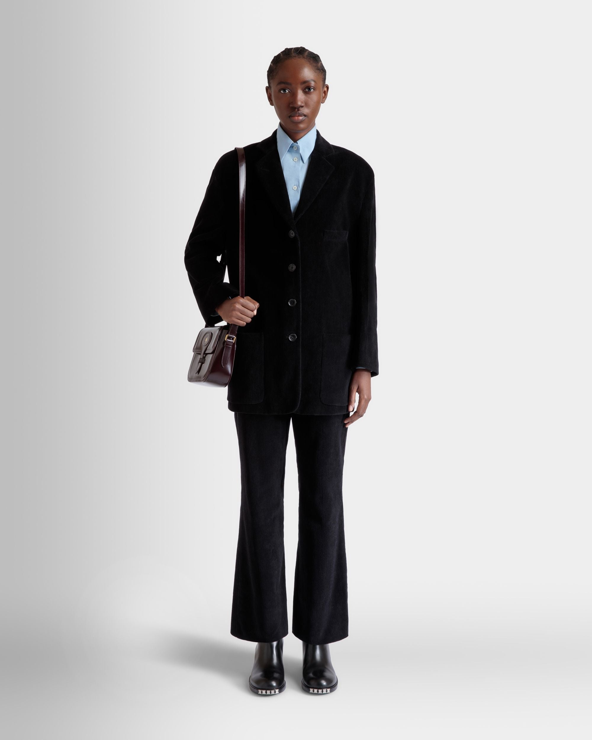 Bally Global - Blazer In Black Cotton Corduroy - Negro