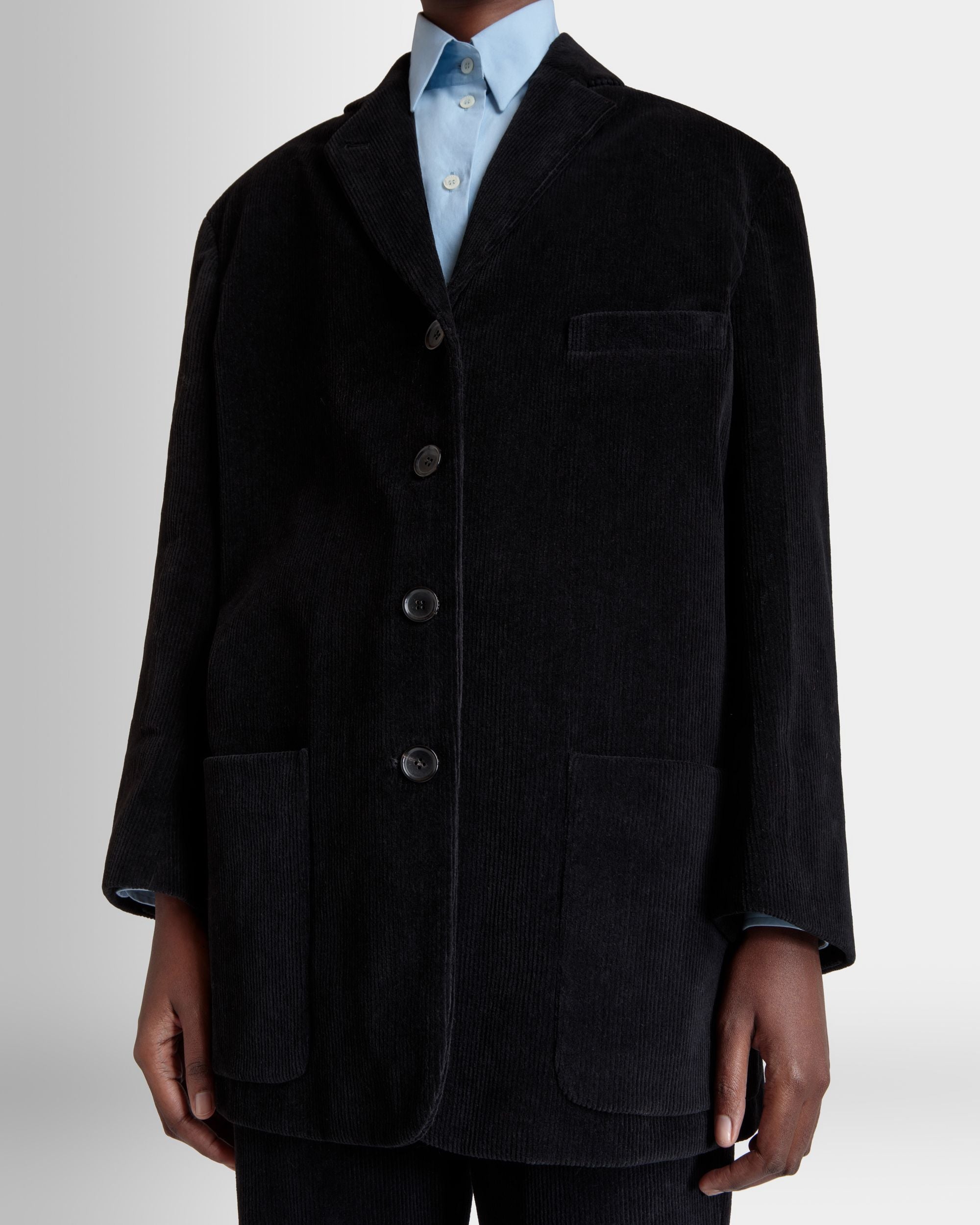 Bally Global - Blazer In Black Cotton Corduroy - Negro