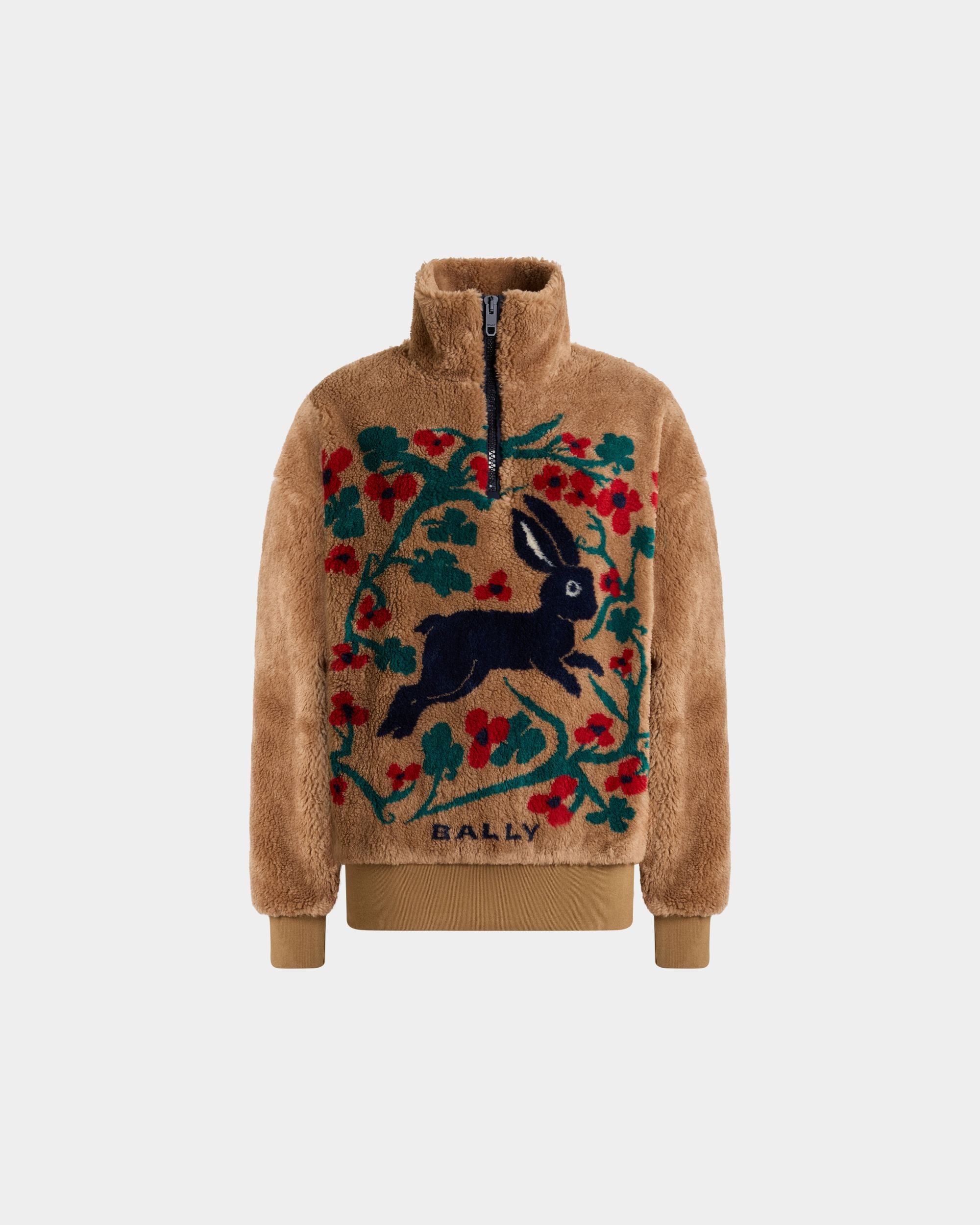 Bally Global - Winter Capsule Half Zip Sweatshirt in Camel Fleece - Beige