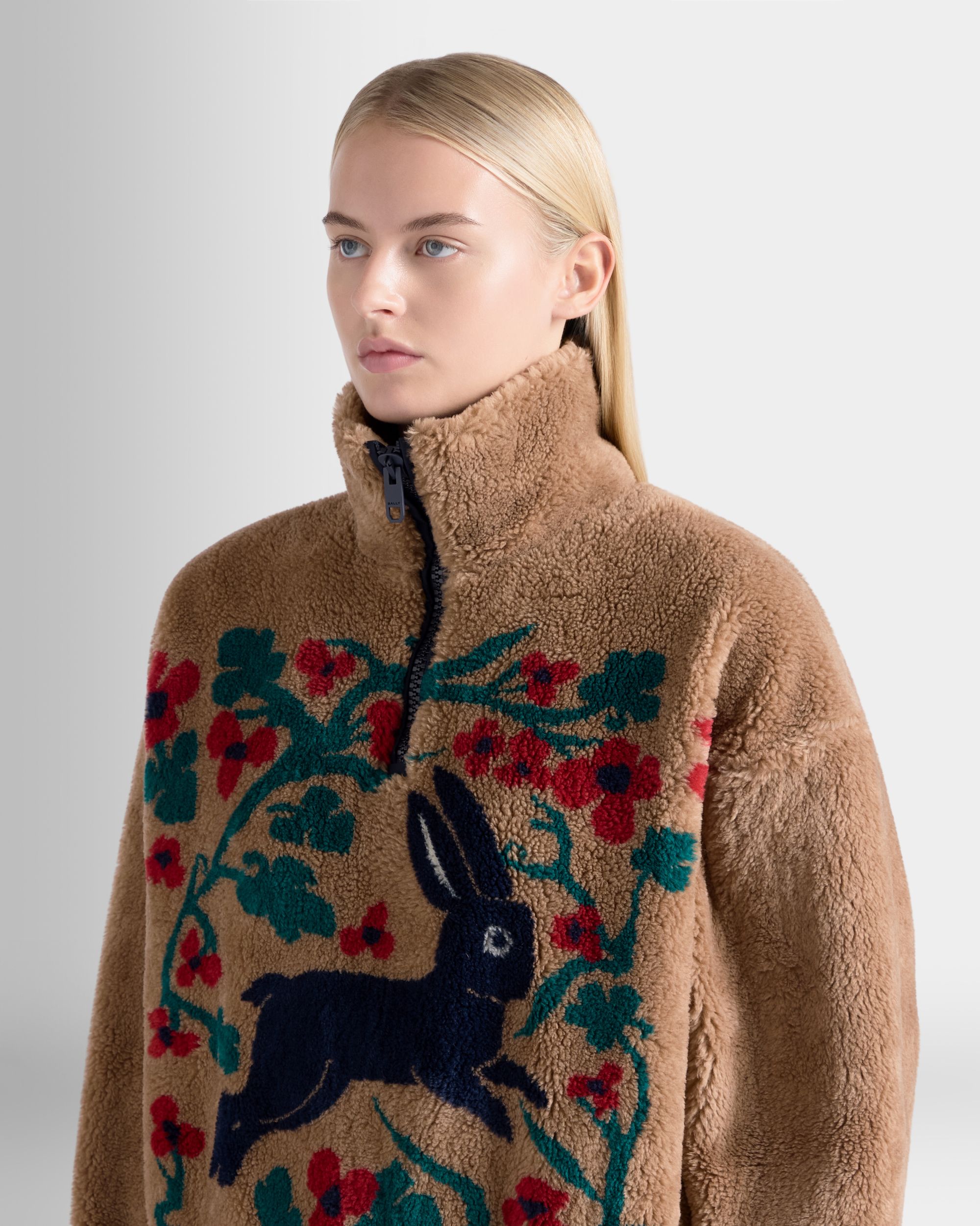 Bally Global - Winter Capsule Half Zip Sweatshirt in Camel Fleece - Beige