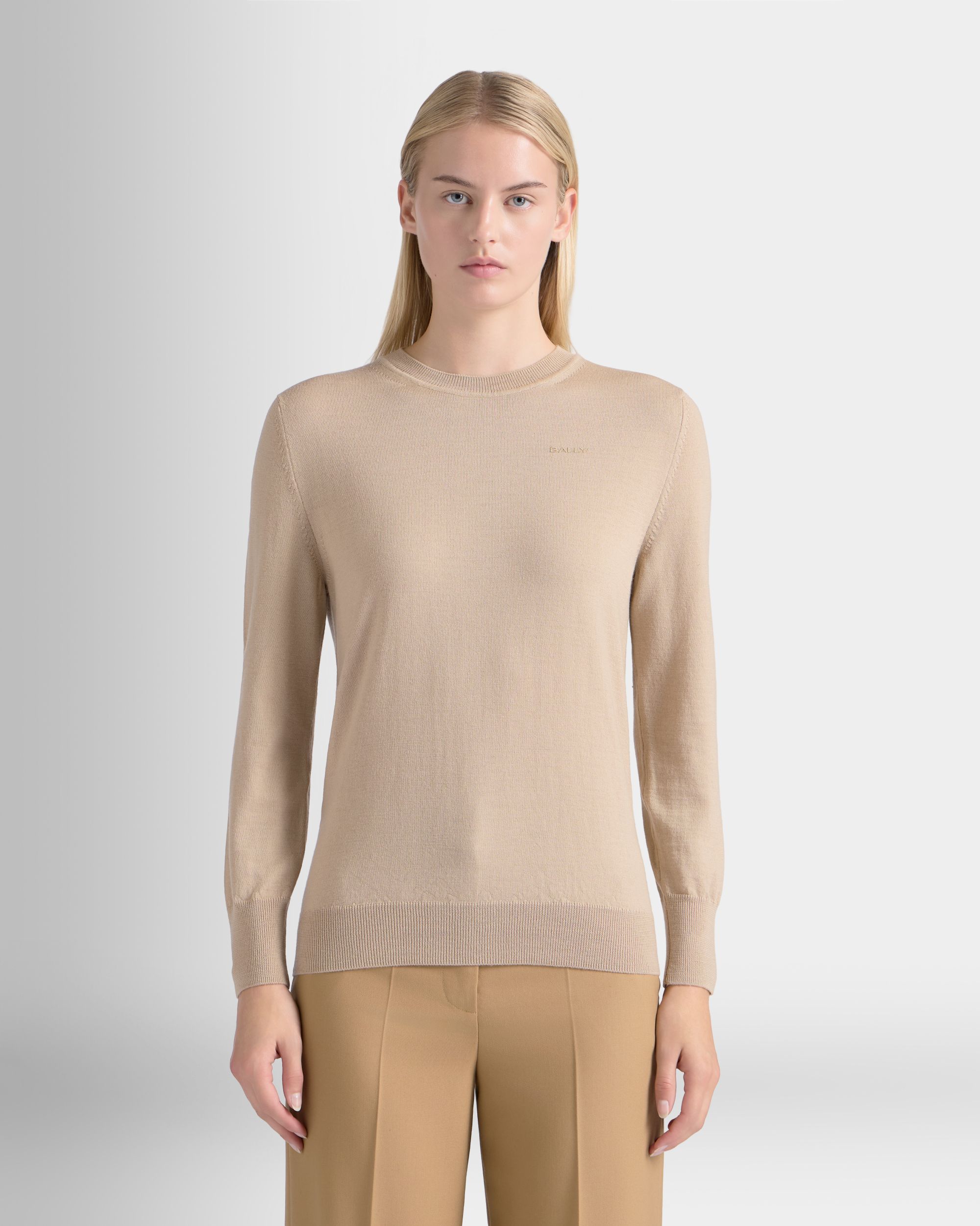 Bally Global - Crewneck Sweater in Biege Wool - Beige