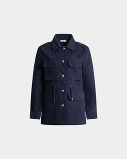 Military Jacket in Navy Blue Cotton