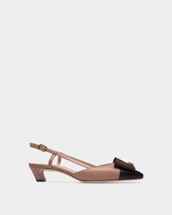 B-Bow Slingback Pump in Praline Beige Leather