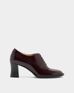 Saule Lace-up Pump in Deep Burgundy Brushed Leather