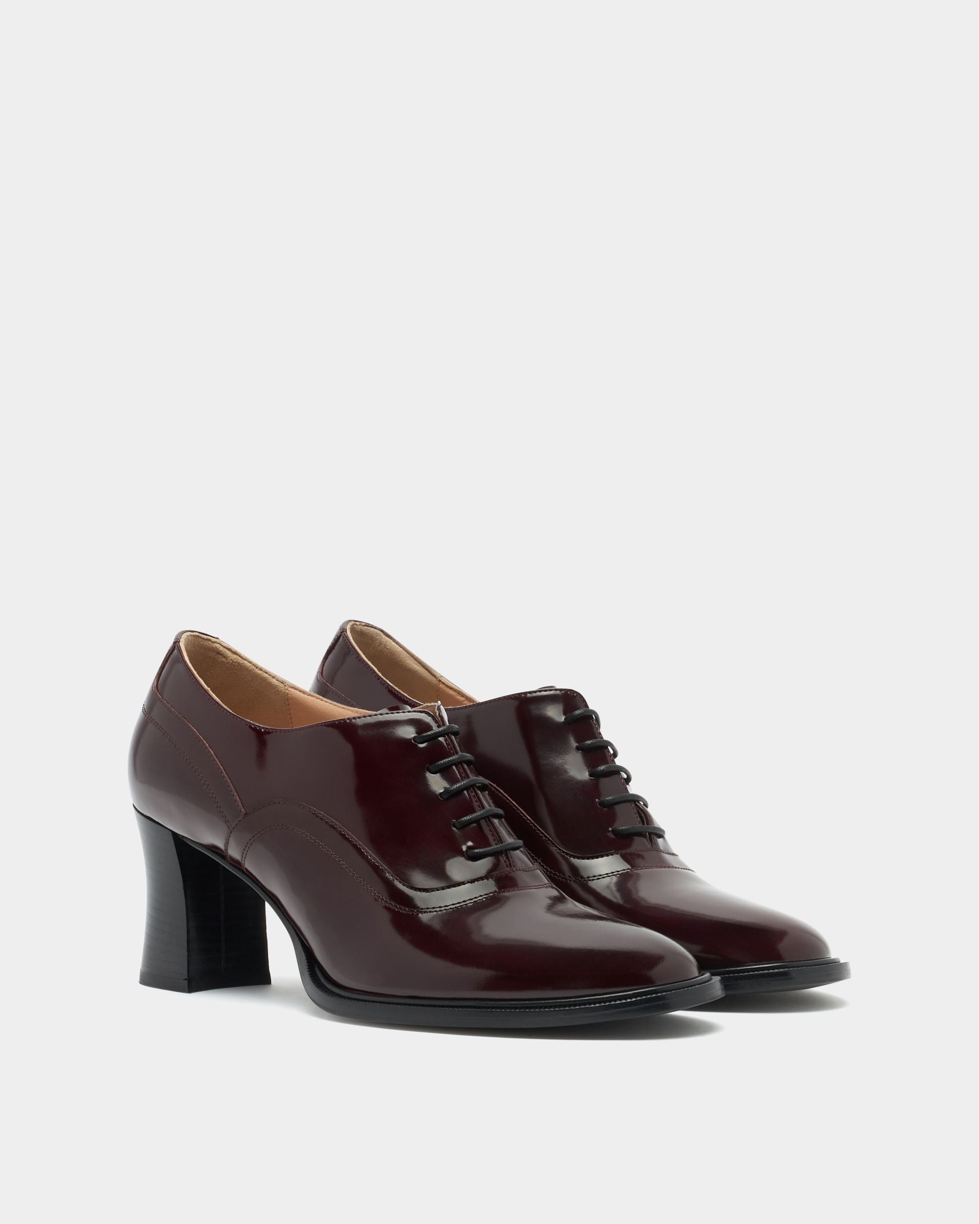 Bally Global - Saule Lace-up Pump in Deep Burgundy Brushed Leather - Burgundy