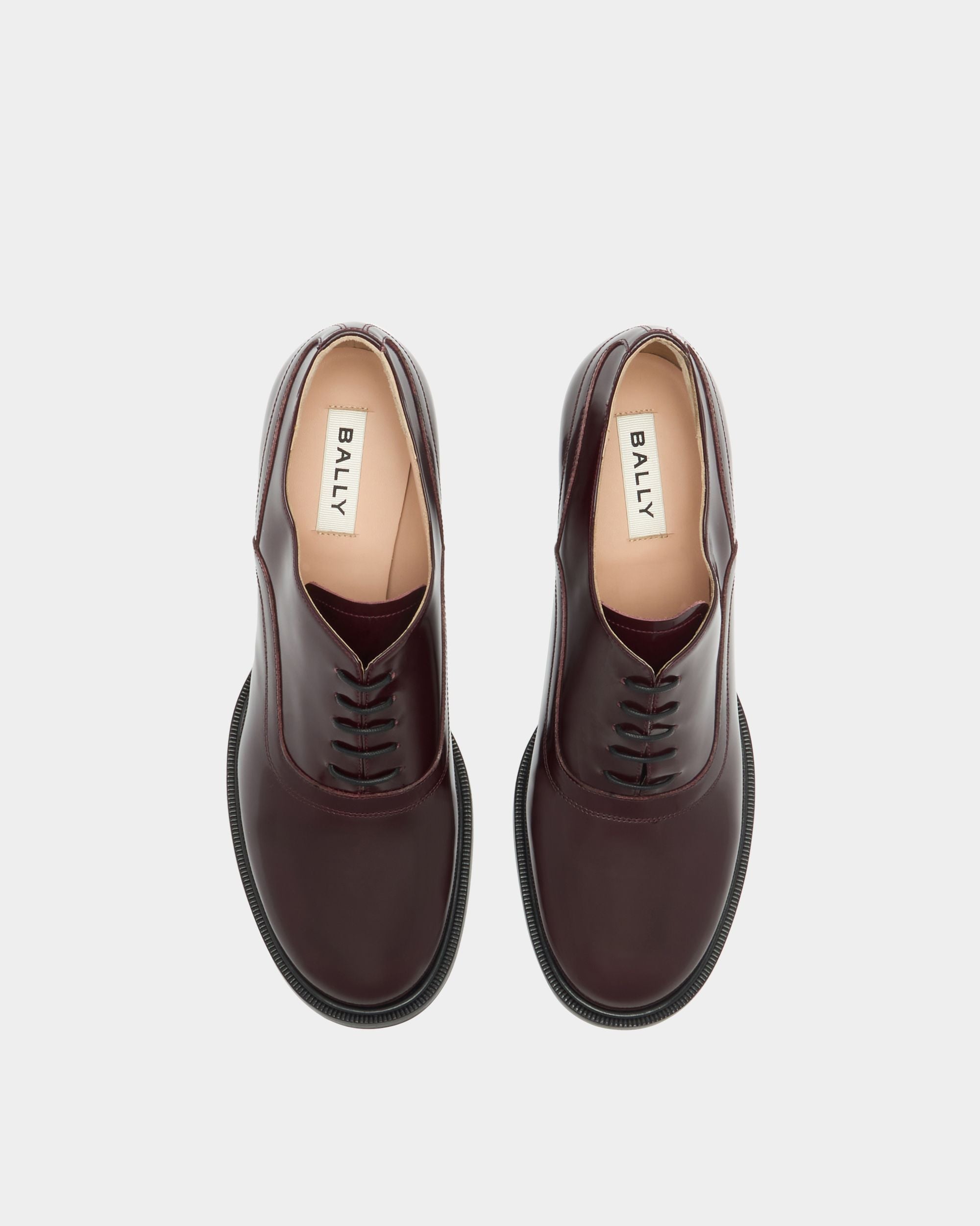 Bally Global - Saule Lace-up Pump in Deep Burgundy Brushed Leather - Burgundy