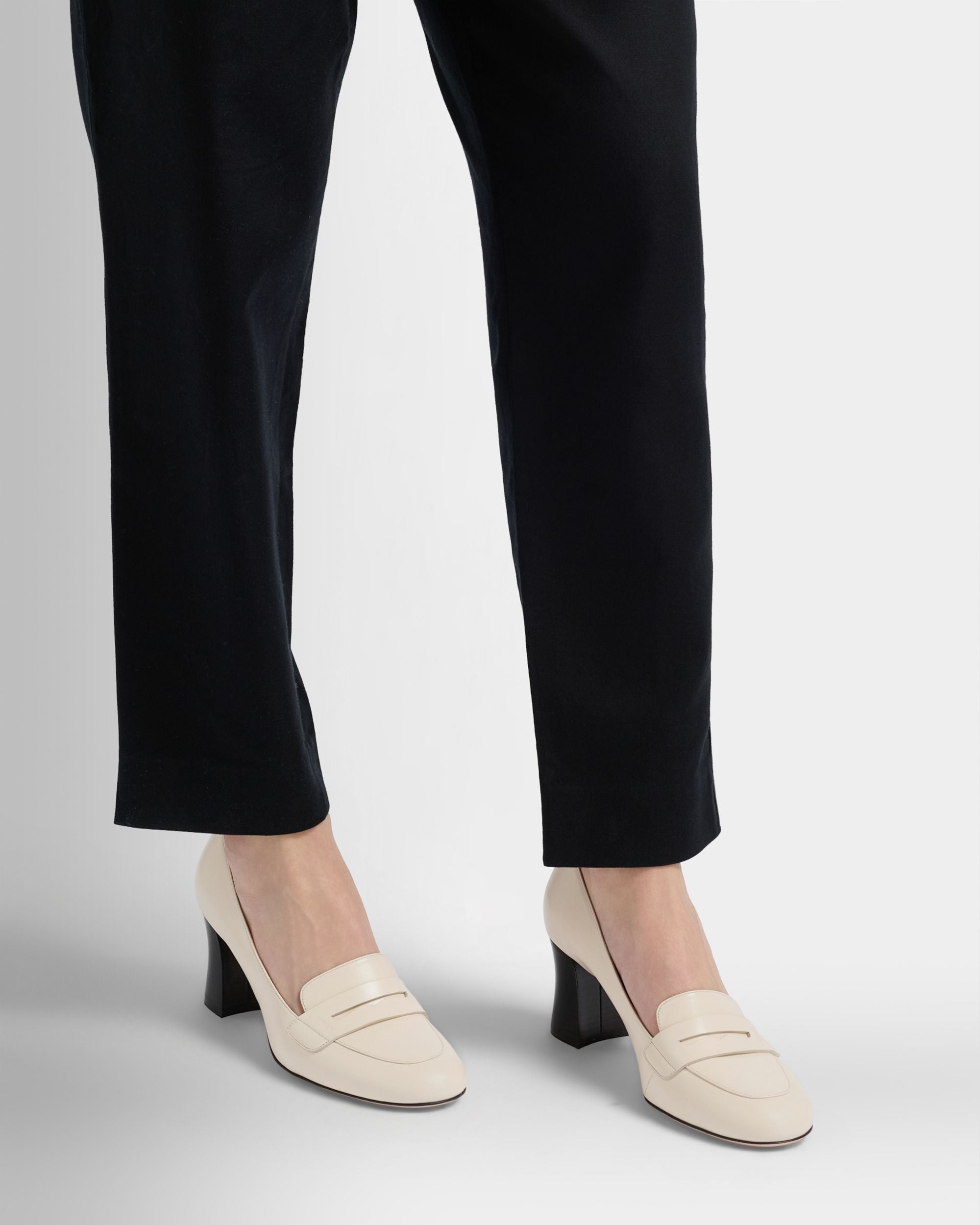Bally Global - Saule Loafer Pump in Ivory Leather - White