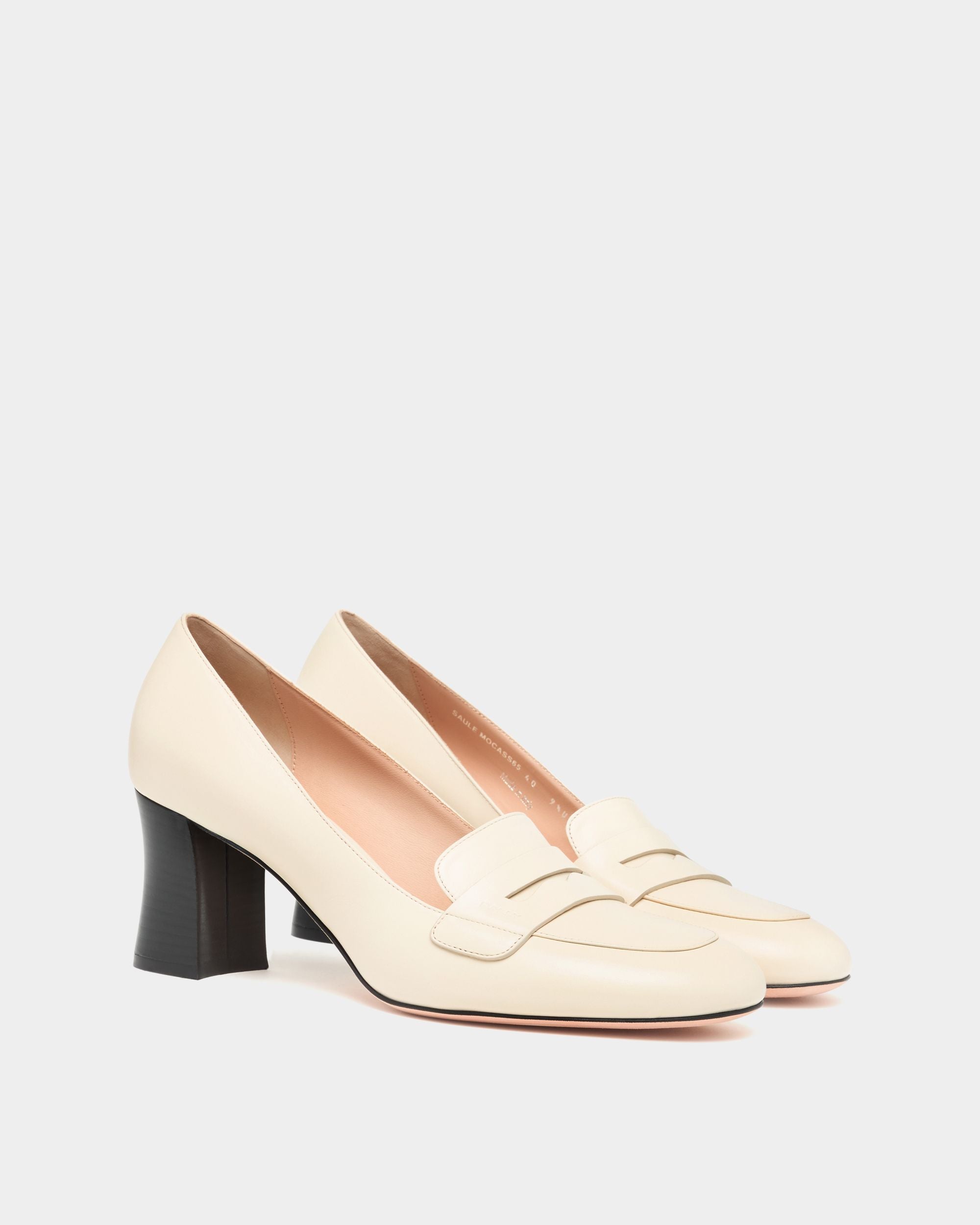 Bally Global - Saule Loafer Pump in Ivory Leather - White