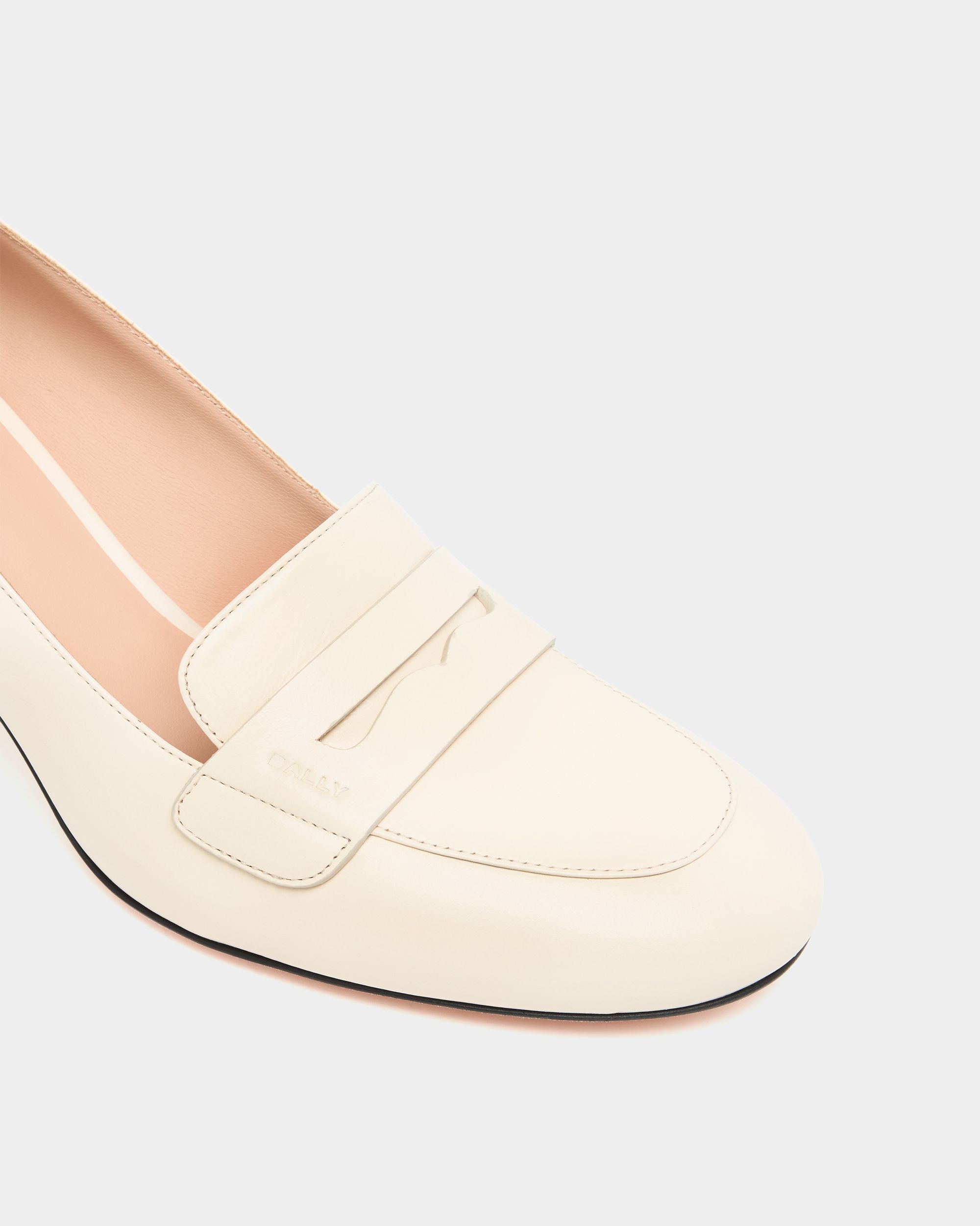 Bally Global - Saule Loafer Pump in Ivory Leather - White