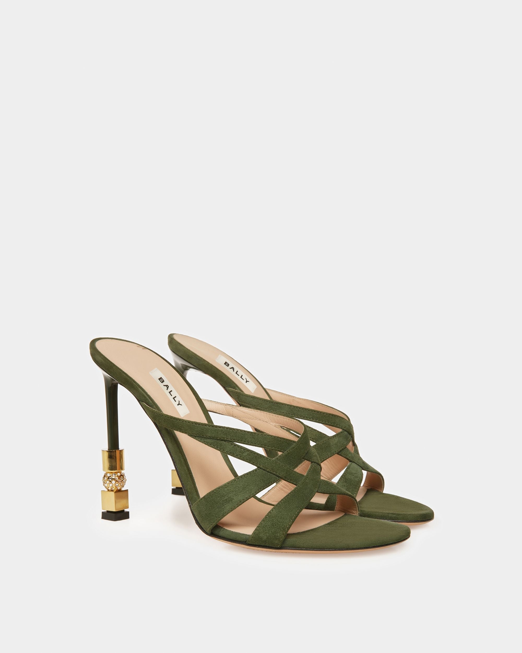 Bally Global - Block Slide Sandal In Suede - Green