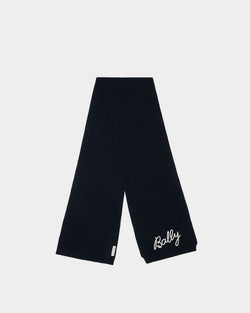 Scarf With Logo In Navy Blue Wool