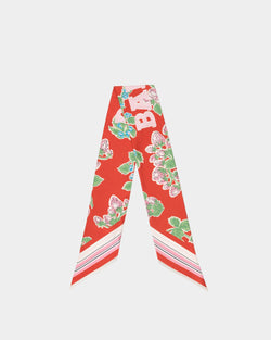 Neck Bow in Strawberry Print Silk