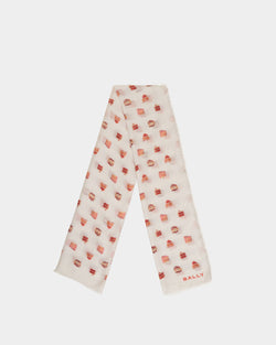 Scarf With Bally Cake in Ivory Modal And Cashmere