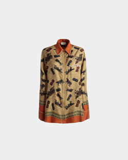 Train Print Shirt In Multicolor Silk