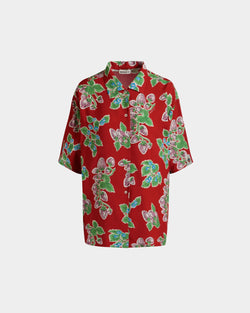 Printed Oversized Shirt in Strawberry Print Fluid Poplin