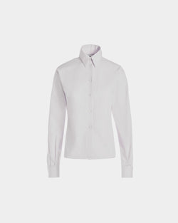 Long Sleeve Shirt in White Cotton