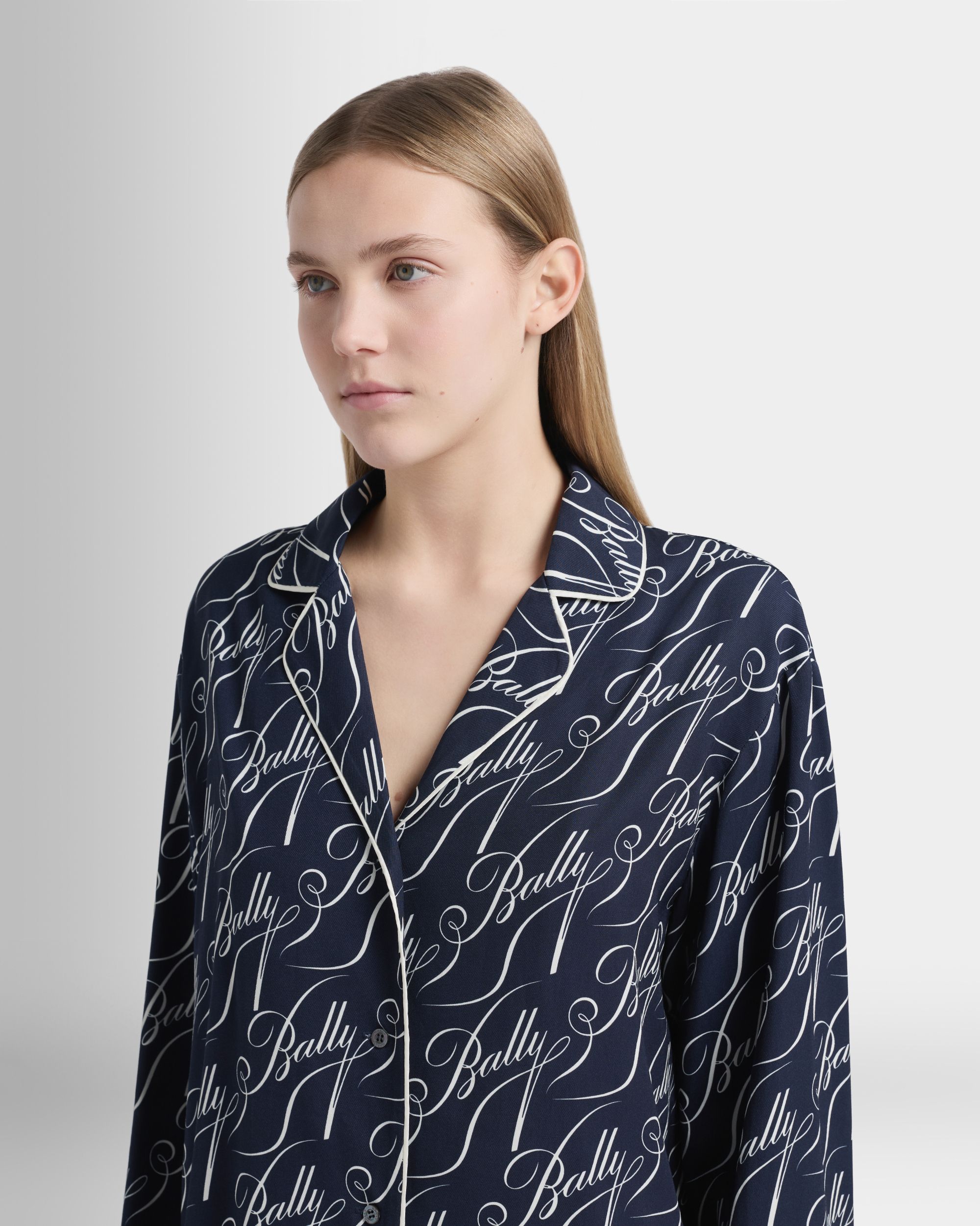 Bally Global - Camisa de la cápsula Christmas en sarga azul marino - Azul