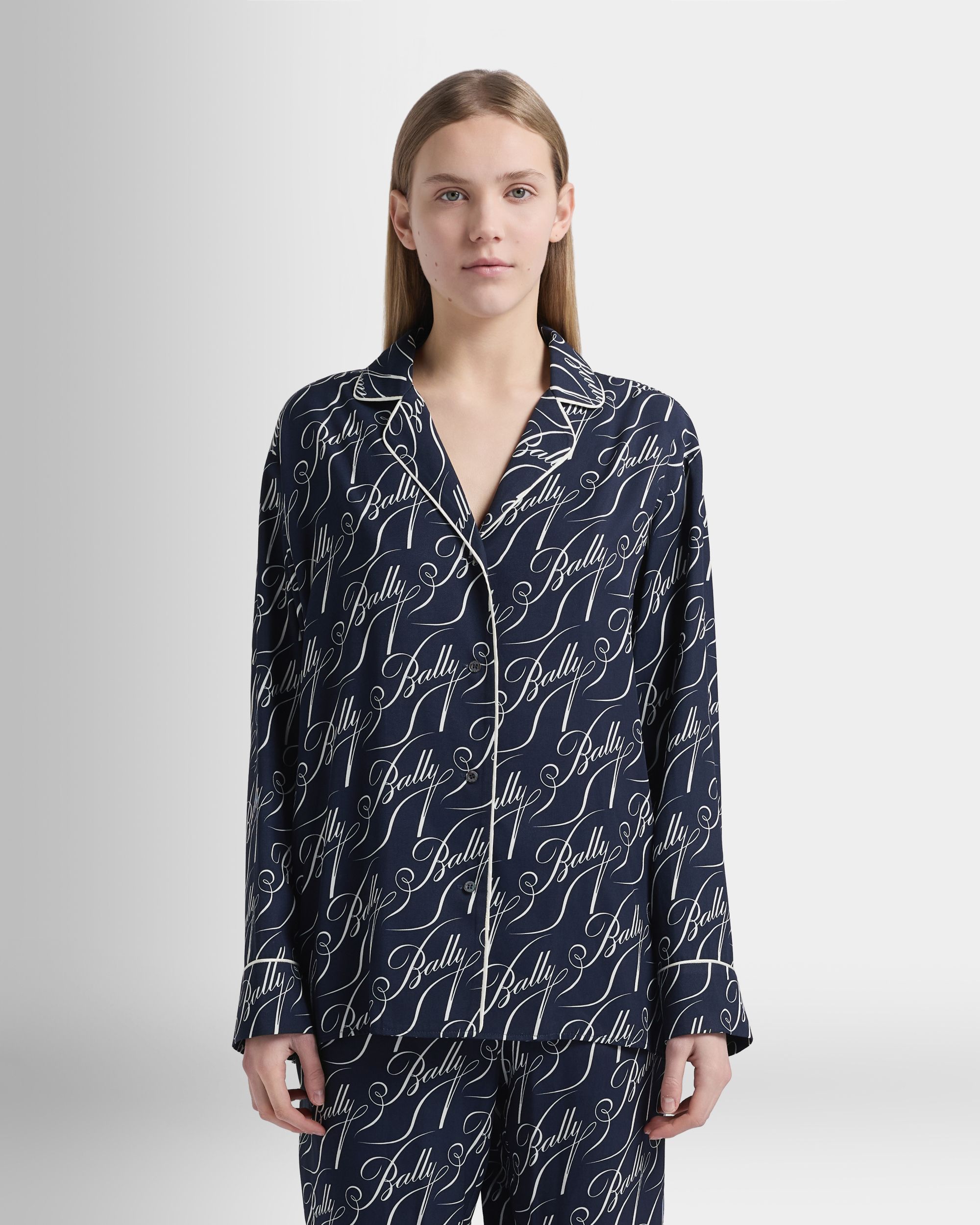 Bally Global - Camisa de la cápsula Christmas en sarga azul marino - Azul