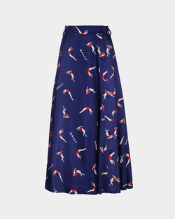 Falda Midi De Seda Estampada