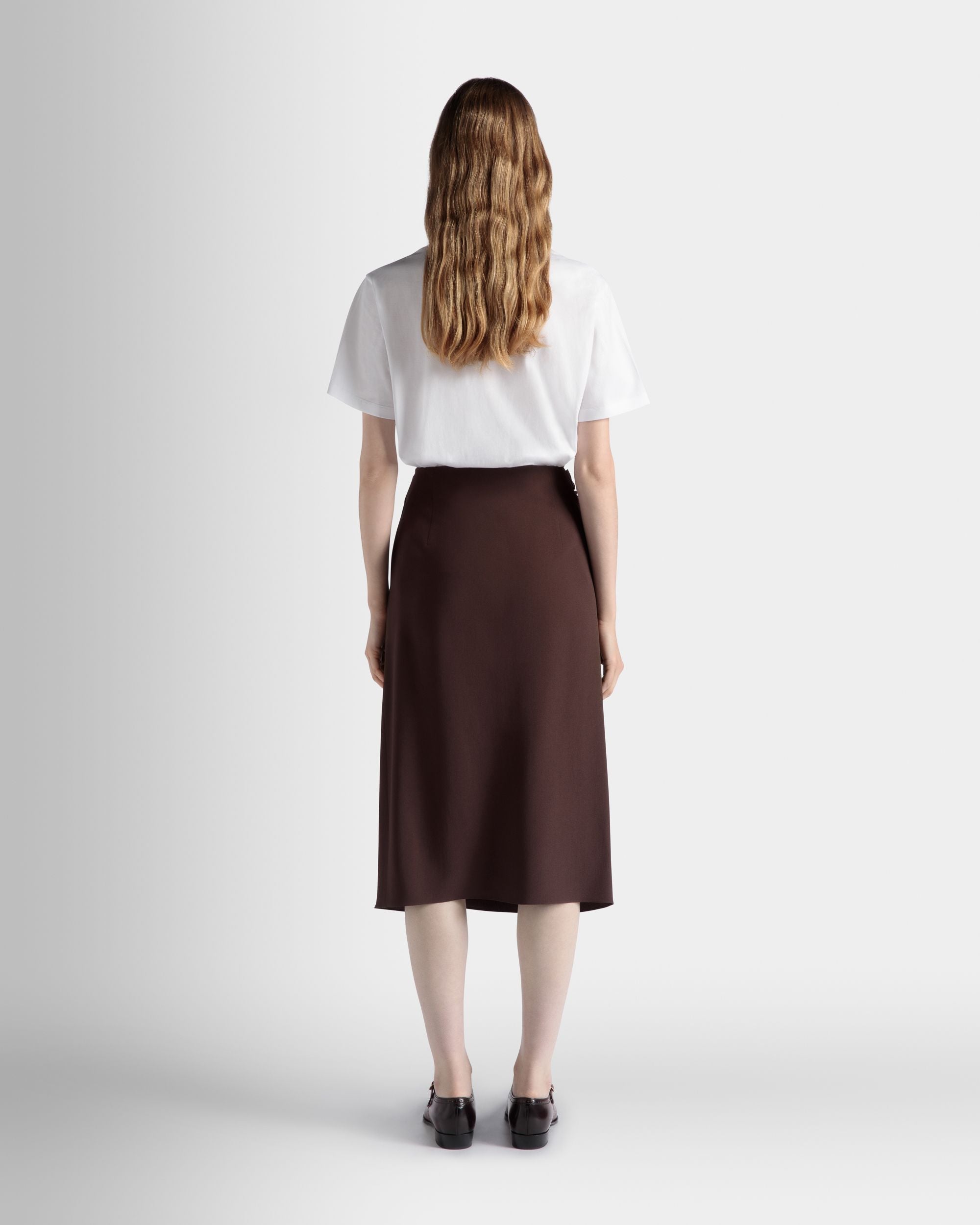 Bally Global - Midi Skirt In Ebano Viscose Blend - Brown