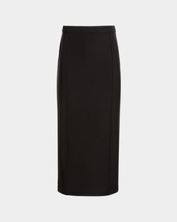 Jupe Midi En Gabardine De Nylon Noire