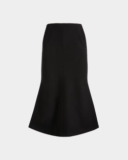Falda Midi De Mezcla De Lana Negra