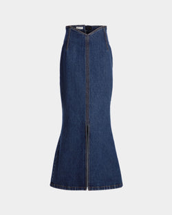 Jupe Longue En Coton Medium Blue