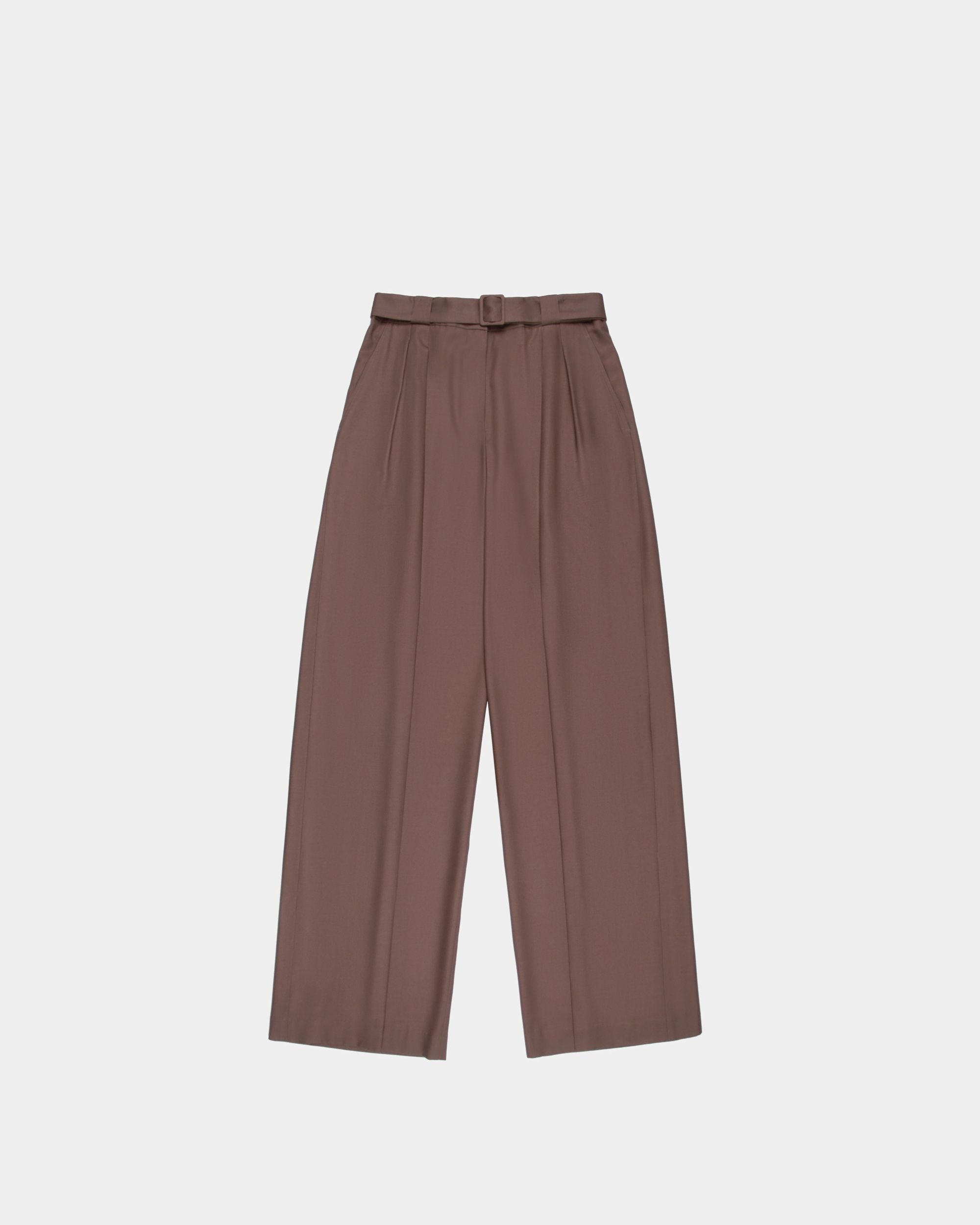 Bally Global - Belted Pants in Beige Wool-Silk Fabric - Beige
