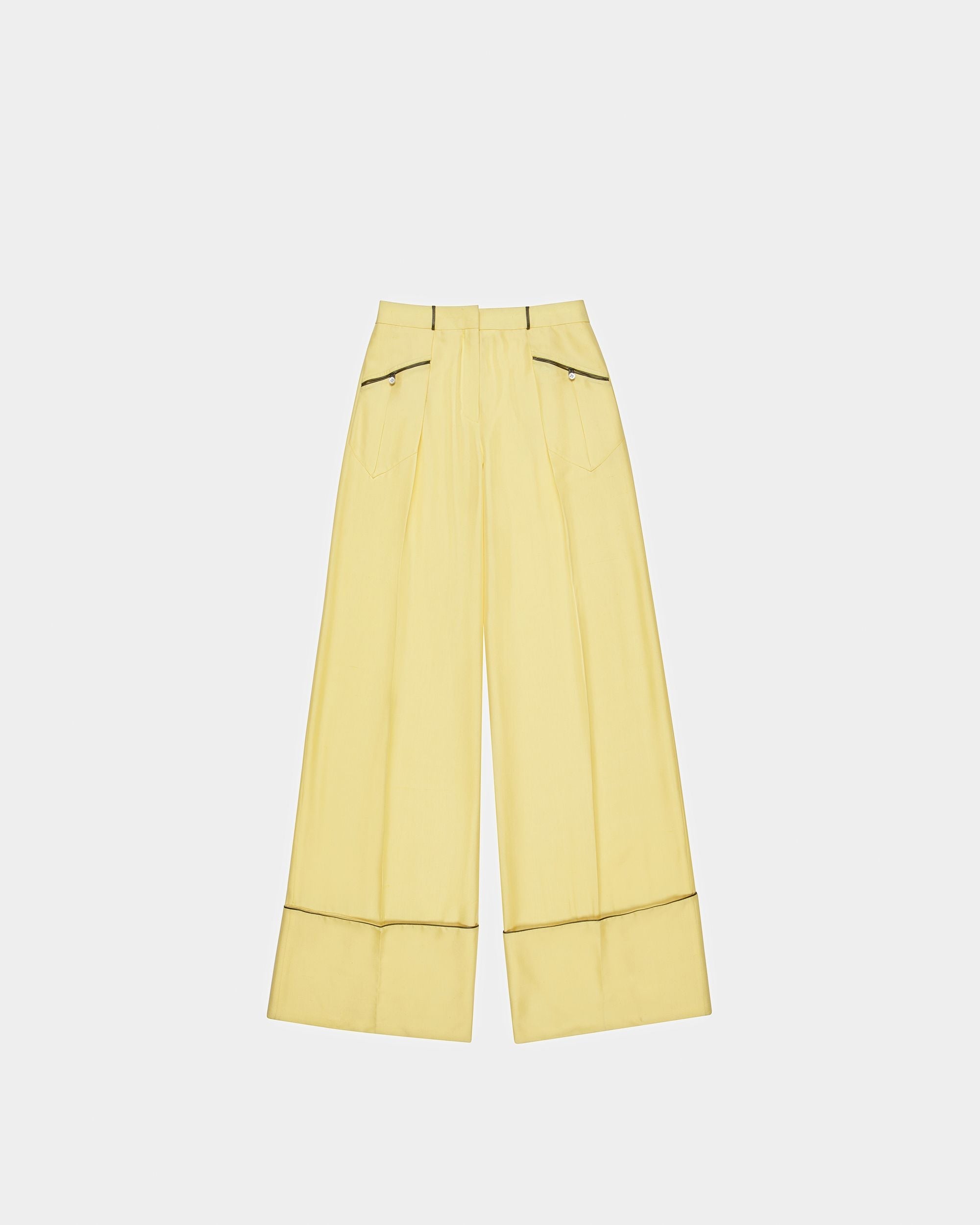 Bally Global - Wide Leg Silk Pants In Yellow - Yellow
