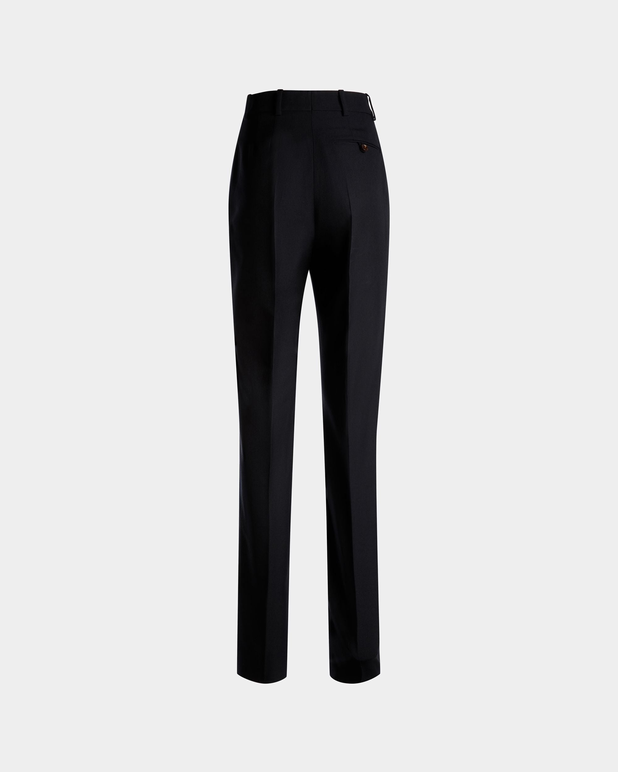 Bally Global - Straight Fit Pants in Navy Blue Wool Blend - Blue