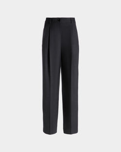 Pantalón Cónico De Mezcla De Lana Gris Oscuro