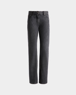 Flared Denim Pants In Grey Melange Cotton
